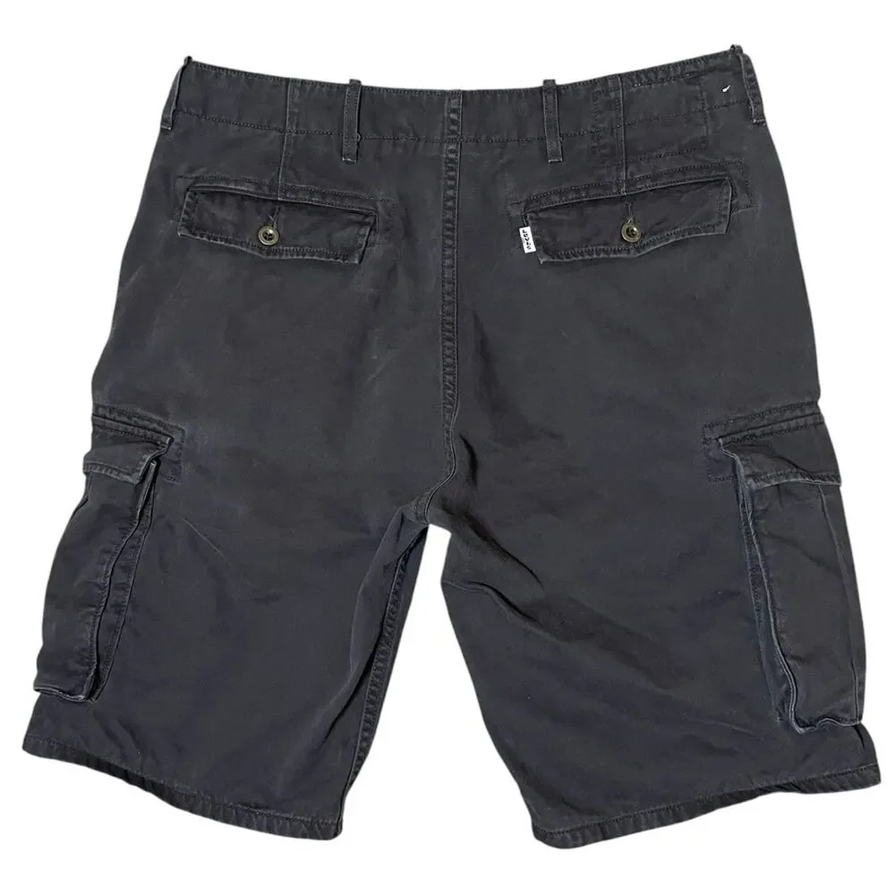 Y2K Levi's Mens Size 32 Cargo Shorts Faded Black Baggy Utility Streetwear